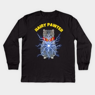 Wizard Cat Hairy Pawter Kids Long Sleeve T-Shirt